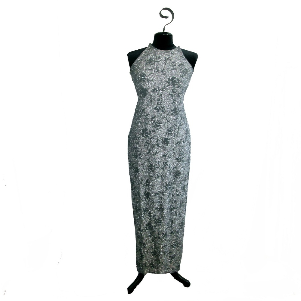 Jump Apparel Silver Grey Sparkly Long  Dress 10